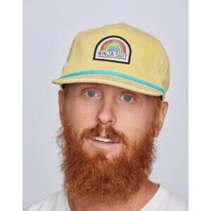 Air Blaster Ninja Suit Rainbow Pale Yellow Corduroy Snapback Hat NEW NWT